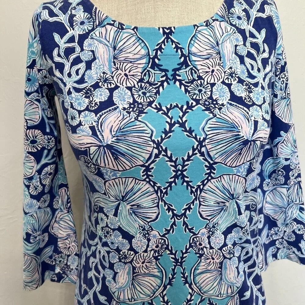 Lilly Pulitzer XS Bay Dress‎ Lapis Lazuli Your Biggest Fan Resort Blue Vacation